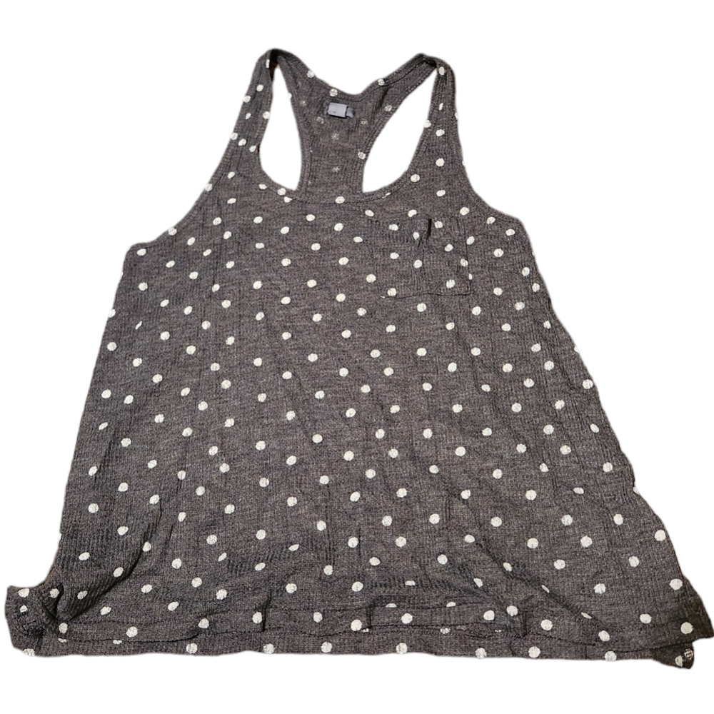 Gray white polka dot aerie tank